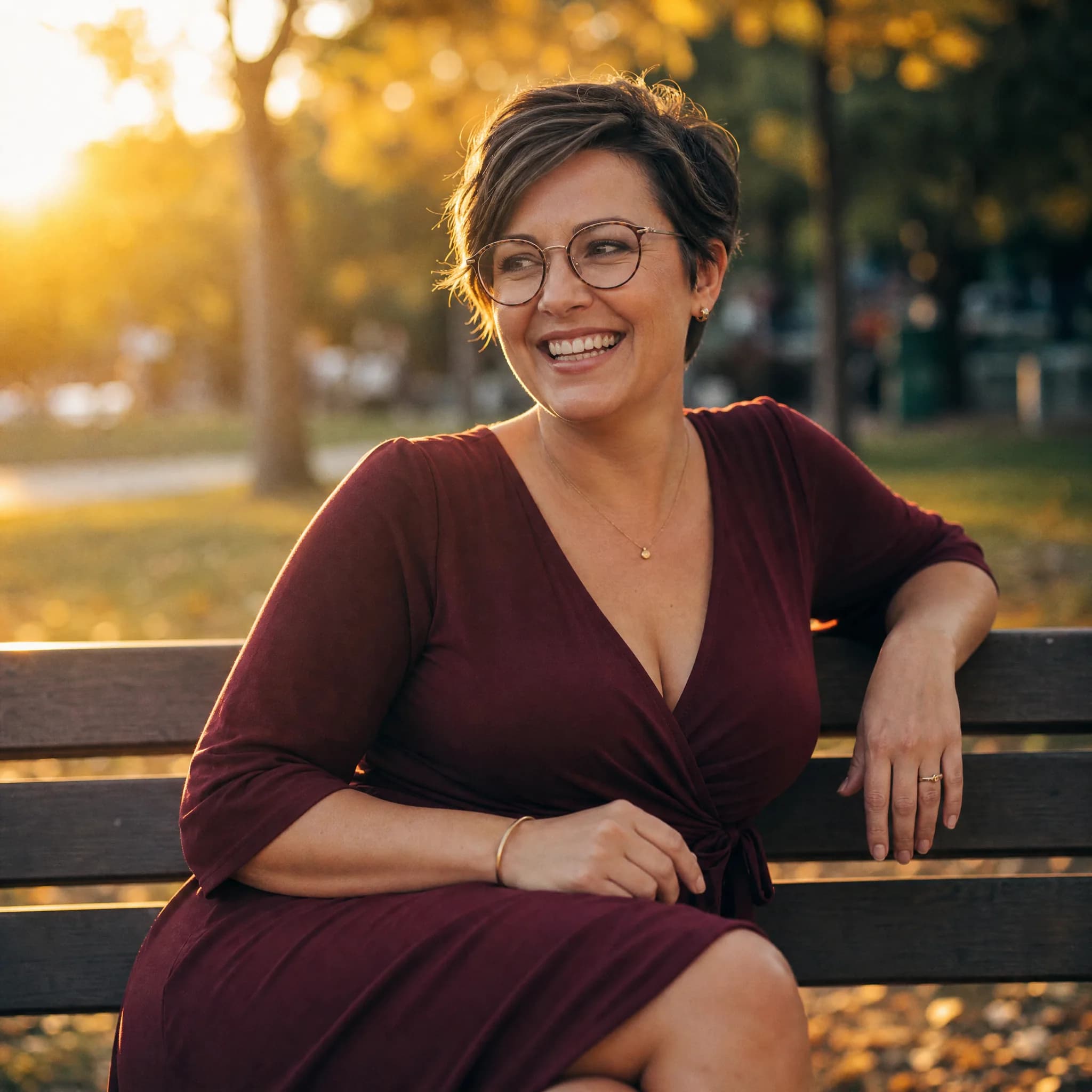 Before and after comparison of dating app portrait transformation from office ID photo - after
