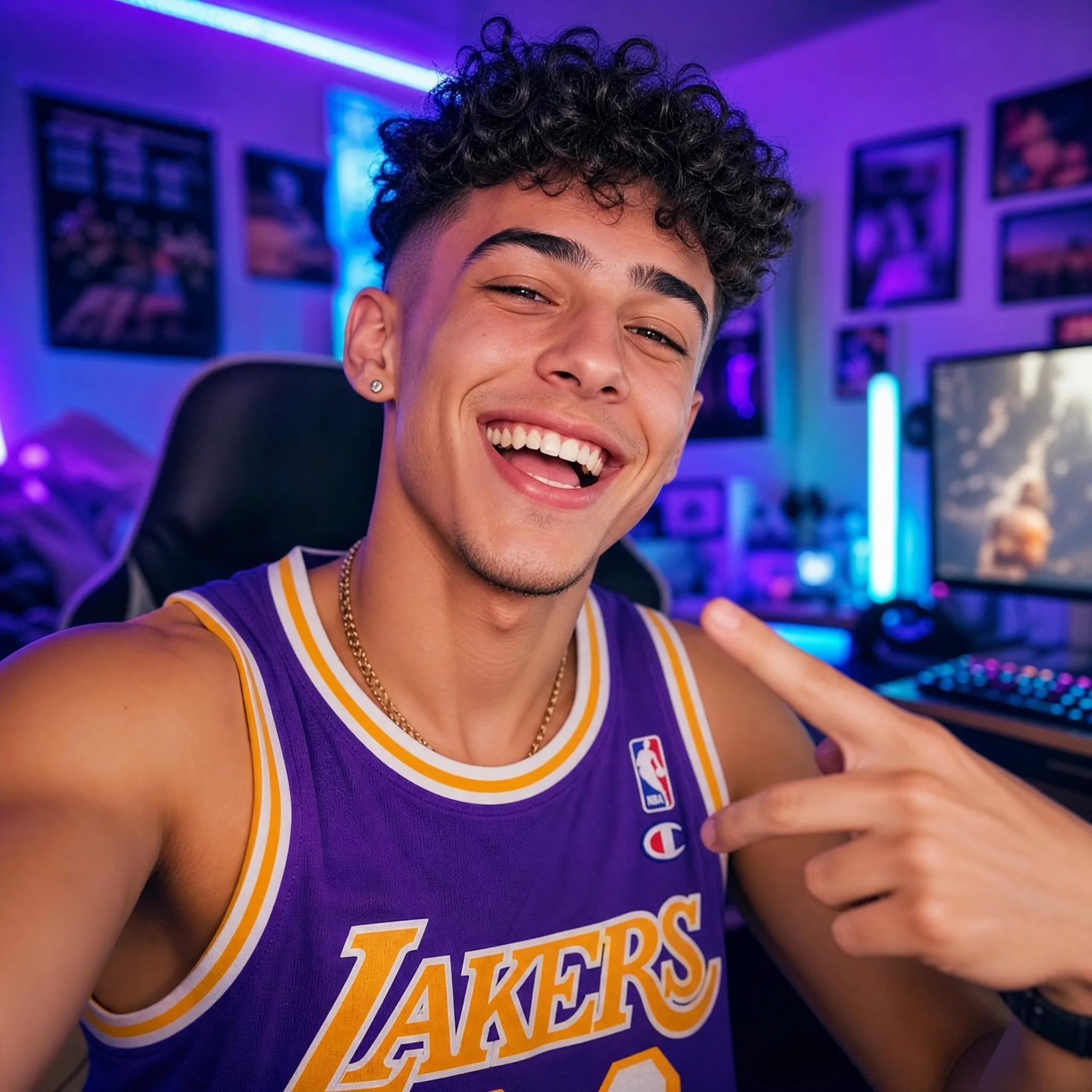 Before and after comparison of TikTok creator portrait transformation from bedroom selfie - after