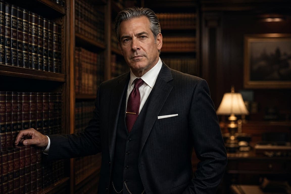 Before and after comparison of AI-generated attorney law office portrait transformation - after