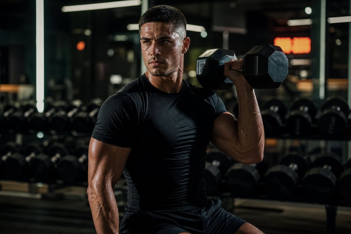 Before and after comparison of AI-generated fitness influencer portrait transformation - after