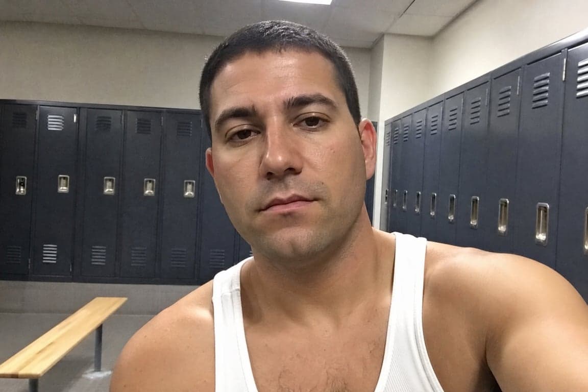 Before and after comparison of AI-generated fitness influencer portrait transformation - before