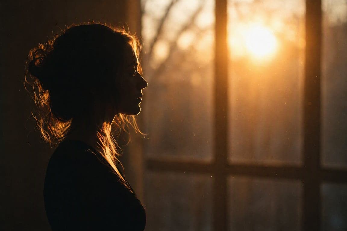Before and after comparison of cinematic backlit silhouette portrait with golden rim lighting