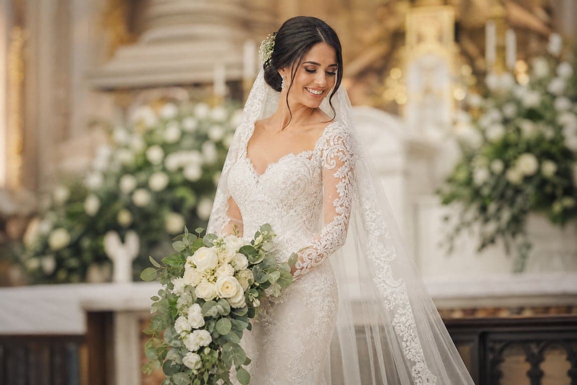 Before and after comparison of AI-generated classic bridal portrait transformation - after